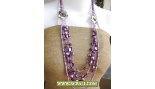 Purple Shells and Squins with Pearls Fashion Necklace